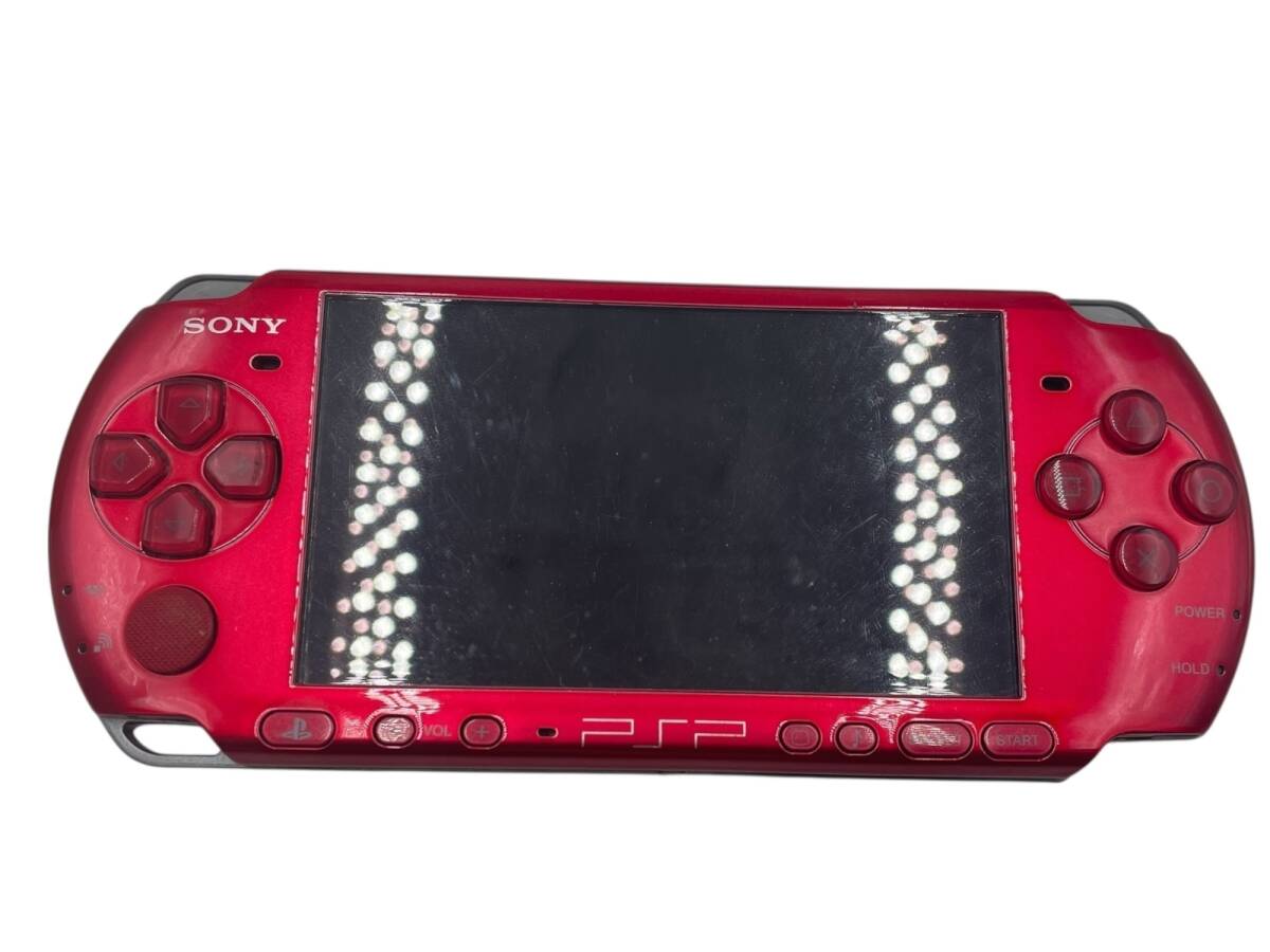 SONY PSP-3000 ソニー プレイステーションポータブル 本体 ゲーム機 レッド 充電ケーブル付き拍卖