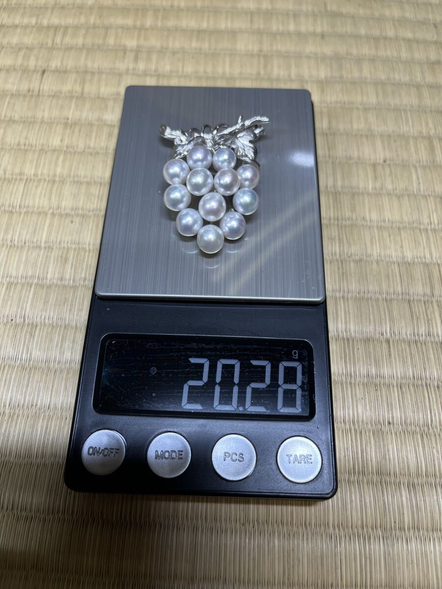 K18WG ダイヤ 真珠 ブローチ 作家物 アクセサリー 本物保証拍卖