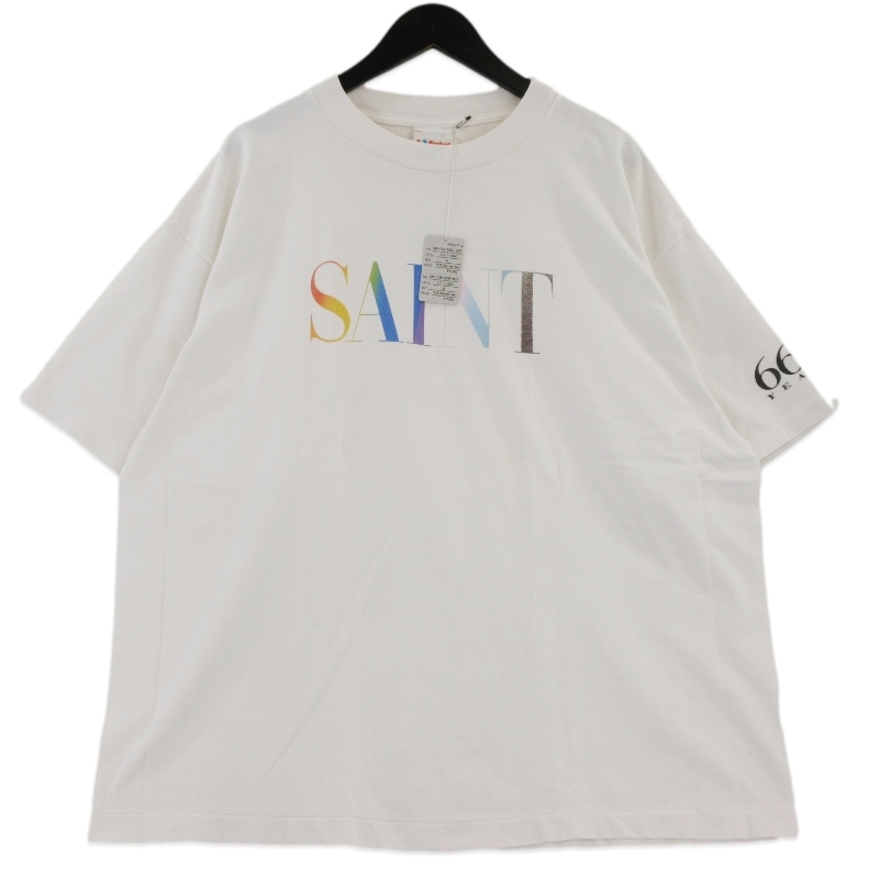 未使用 SAINT Mxxxxxx セントマイケル SS TEE RAINBOW SAINT SM-YS1-0000-007 半袖Tシャツ プリント ホワイト 白 XL タグ付き 70016776拍卖