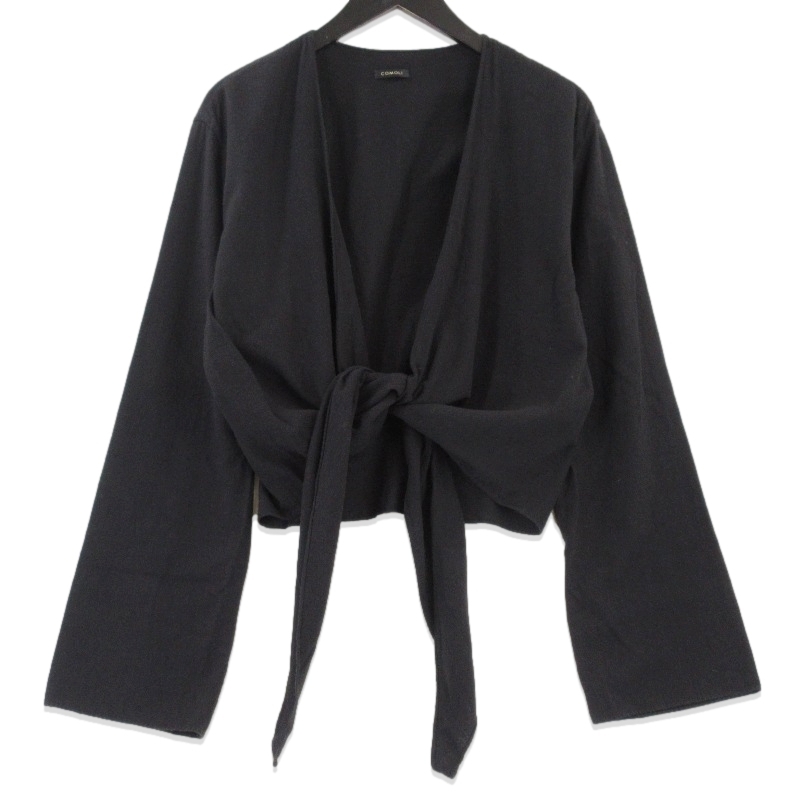 未使用 COMOLI コモリ ローシルク カシュクールジャケット B01-L2002 ショール レディース 日本製 ブラック 黒 F タグ付き 70016798拍卖