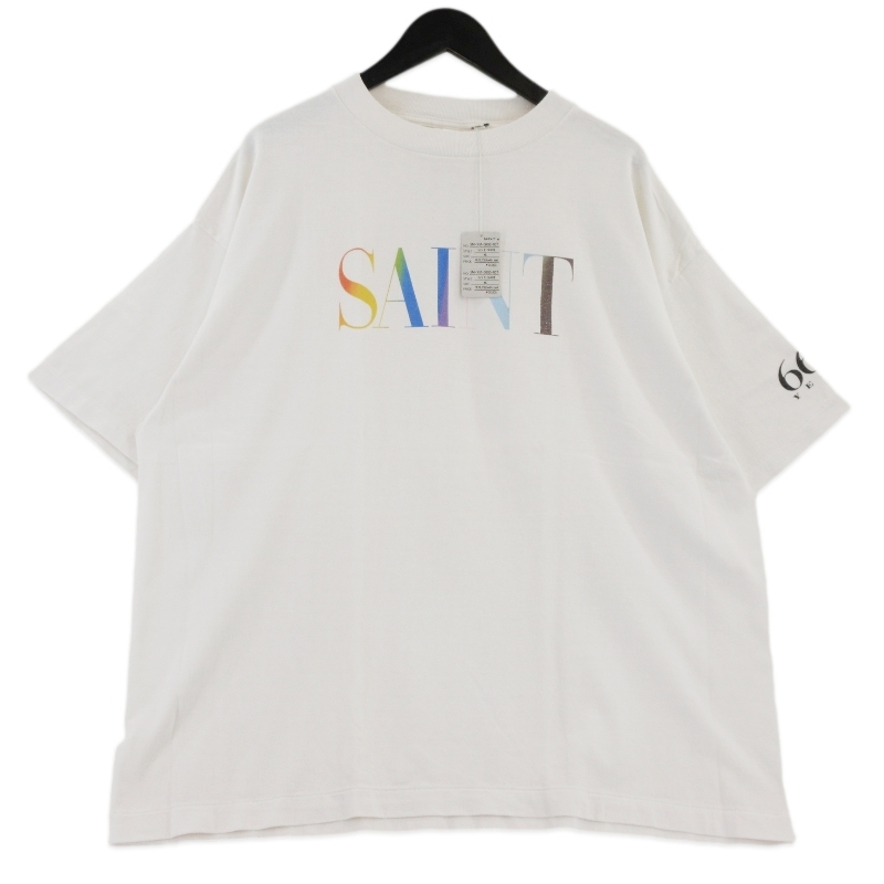 未使用 SAINT Mxxxxxx セントマイケル SS TEE RAINBOW SAINT SM-YS1-0000-007 半袖Tシャツ プリント ホワイト 白 XL タグ付き 70016777拍卖