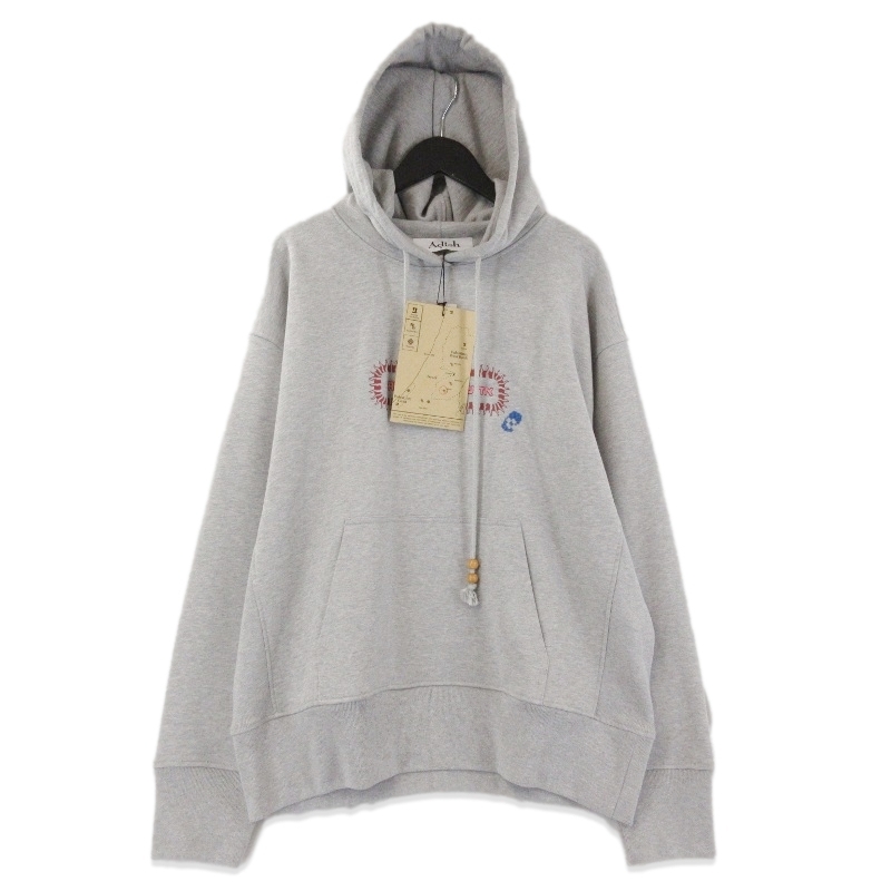 未使用 Adish アディッシュ ALKHWS LOGO HOODIE Sweatshirt ABHG002 ロゴ スウェット フーディー プルオーバー グレー L 71013419拍卖