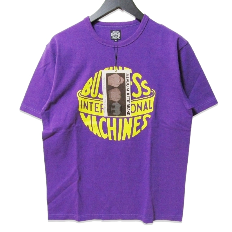 未使用 JELADO ジェラード 半袖Tシャツ AB12222 Business Machines Tee 日本製 プリント パープル 40 タグ付き 27111064拍卖
