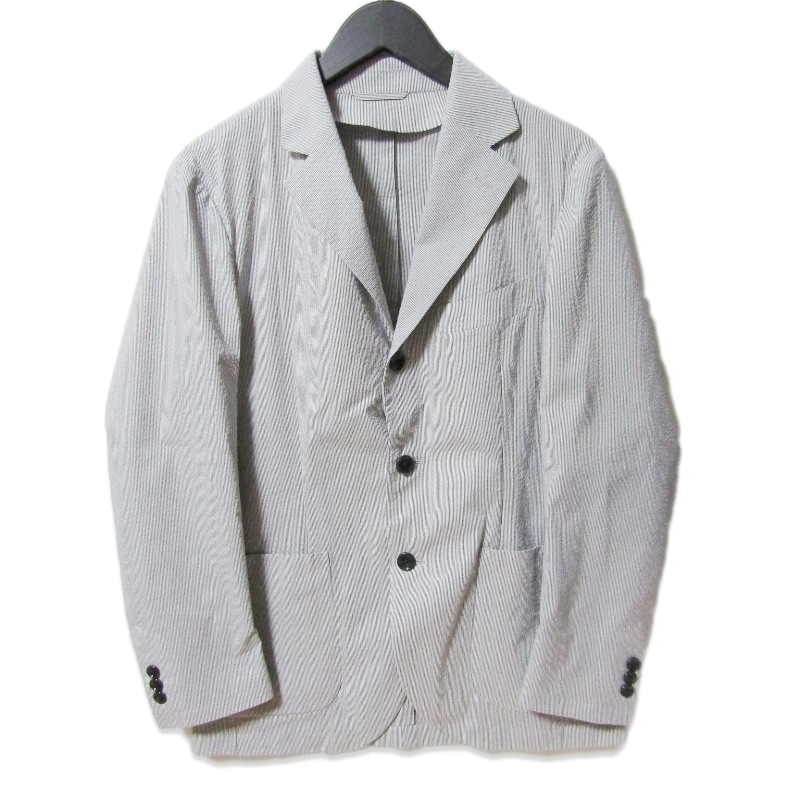 美品 SHIPS シップス シアサッカー ジャケット 117-02-1786 テーラードジャケット グレー M 27111048拍卖