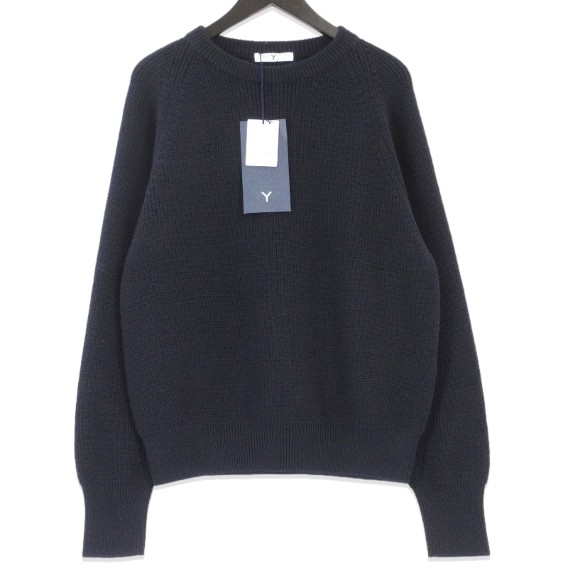未使用 Y ワイ NON MULESING WOOL P/O 165-4260367 ノン ミュールジング ウール クルーネックニット ネイビー M タグ付き 70016807拍卖