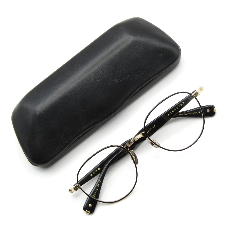 美品 金子眼鏡 カネコガンキョウ メガネフレーム KMG-14 日本製 ボストン K18飾りパーツ BKGP ブラック/ゴールド 61003591拍卖