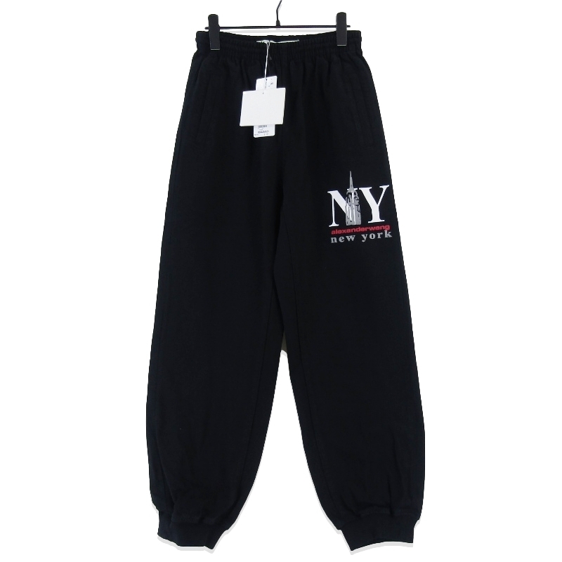 未使用 alexander wang アレキサンダーワン DENIM SWEATPANT WITH PUFF PRINT UDC4234129 ブラック XS タグ付き 20020254拍卖