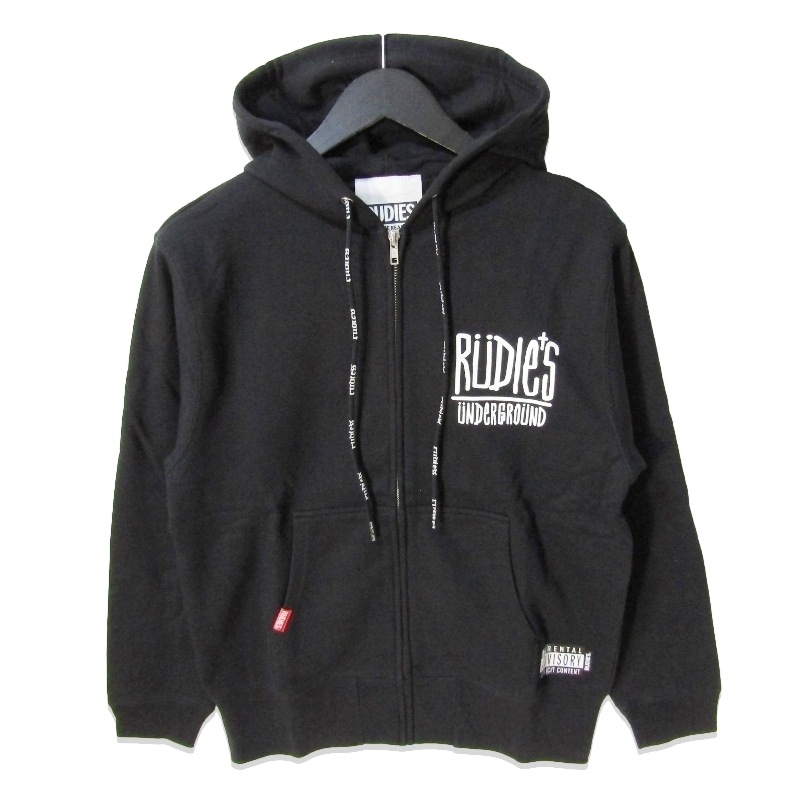未使用 RUDIES ルーディーズ ジップパーカー プリント ロゴ フーディ ブラック 黒 S 27111095拍卖
