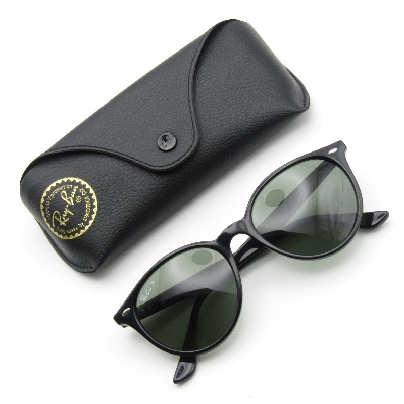 美品 Ray-Ban レイバン サングラス RB4305 イタリア製 パント ボストン 偏光 601/9A ブラック 61003637拍卖
