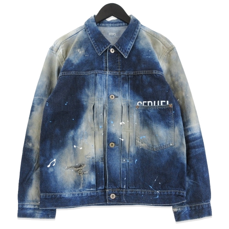 美品 SEQUEL × FRAGMENT DESIGN シークエル フラグメントデザイン デニムジャケット SQ-21AW-JK-10 21AW インディゴ M 70016821拍卖