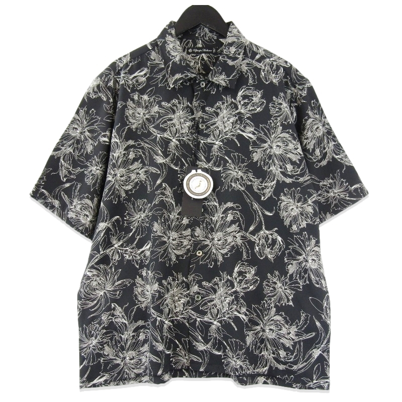 未使用 Upscape Audience アップスケープオーディエンス 半袖シャツ AUD6608 マシンプリント 花柄 ブラック 黒 M タグ付き 18000985拍卖