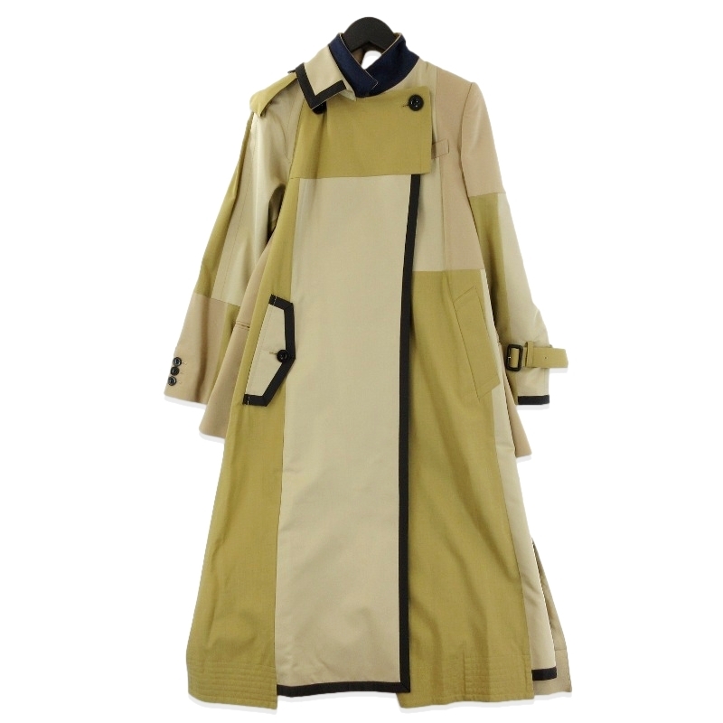 美品 sacai サカイ Suiting Coat 21-05386 ドッキングコート 21SS ウィメンズ レディース ベージュ 1 20020284拍卖