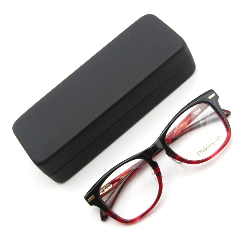 未使用 Ptolemy48 トレミー48 メガネフレーム VC-053 Vintage Celluloid 日本製 セルロイド BKR ブラック/レッド/ゴールド 61003691拍卖