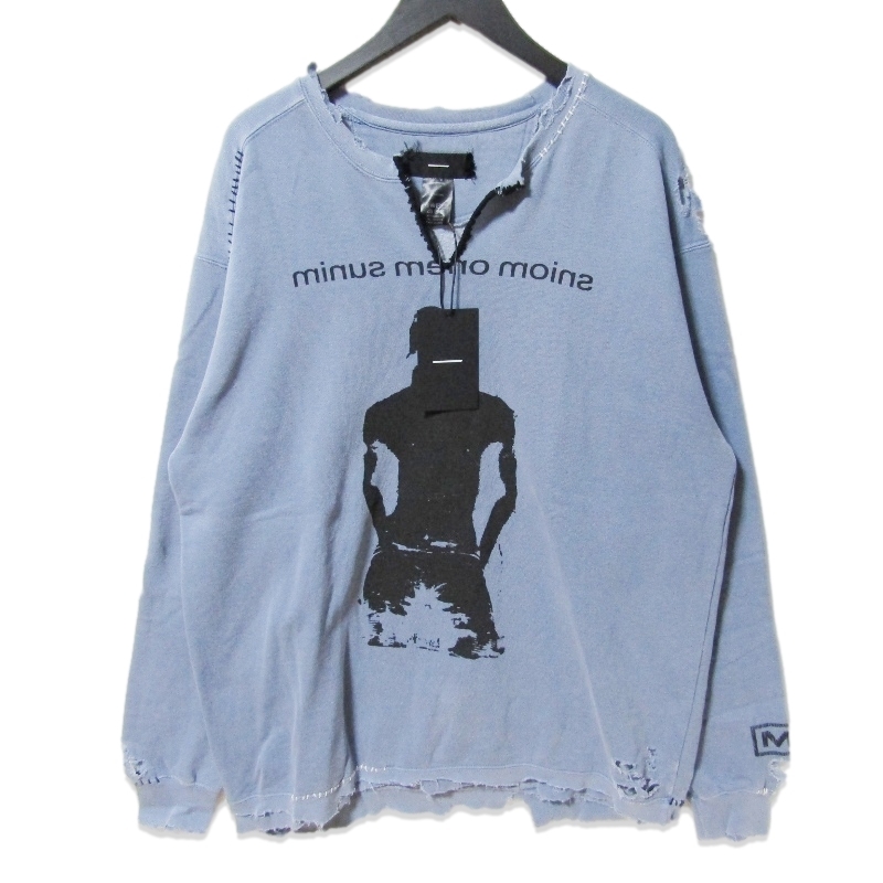 未使用 MINUS マイナス Bootleg Crew Sweat M-24F-BG003 With Repaired A MAN'S SHADOW スウェットシャツ 青 2 タグ付き 27111187拍卖