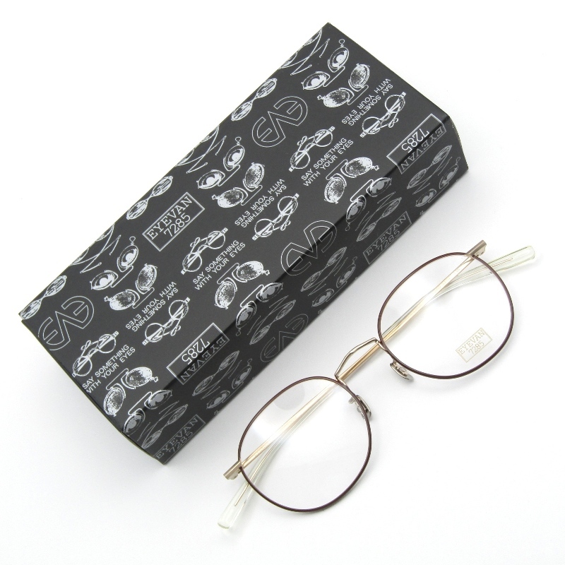 未使用 EYEVAN7285 アイヴァン7285 メガネフレーム MODEL.1012R 日本製 ボストン 902359 ゴールド/ブリックブラウン 65008607拍卖