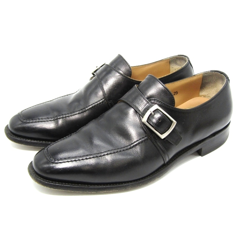 SCOTCH GRAIN スコッチグレイン 25cm シングルモンク アシュランス 3527BL Uチップ 牛革 ノンスリップレザーソール ブラック 黒 35004782拍卖