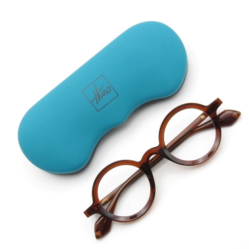 未使用 theo テオ メガネフレーム Mille+88 ベルギー製 ラウンド テレビジョンカット 8 クリアブラウン 61003736拍卖