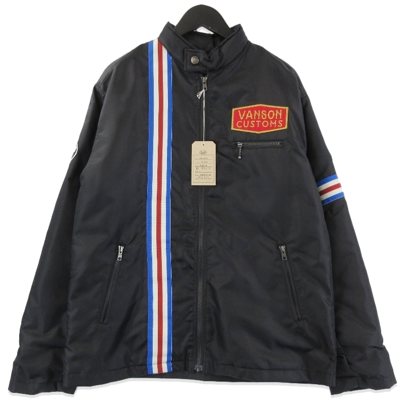 未使用 vanson バンソン ナイロン レーシング ジャケット 883V335 CUSTOM NAYLON RACING JACKET ブラック 黒 L タグ付き 71013614拍卖