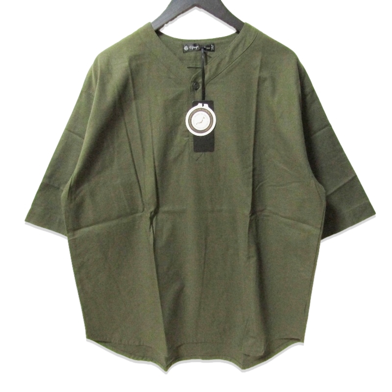 未使用 Upscape Audience アップスケープ オーディエンス スリーピングシャツ AUD6457 ハーフスリーブ カーキ L タグ付き 27111259拍卖