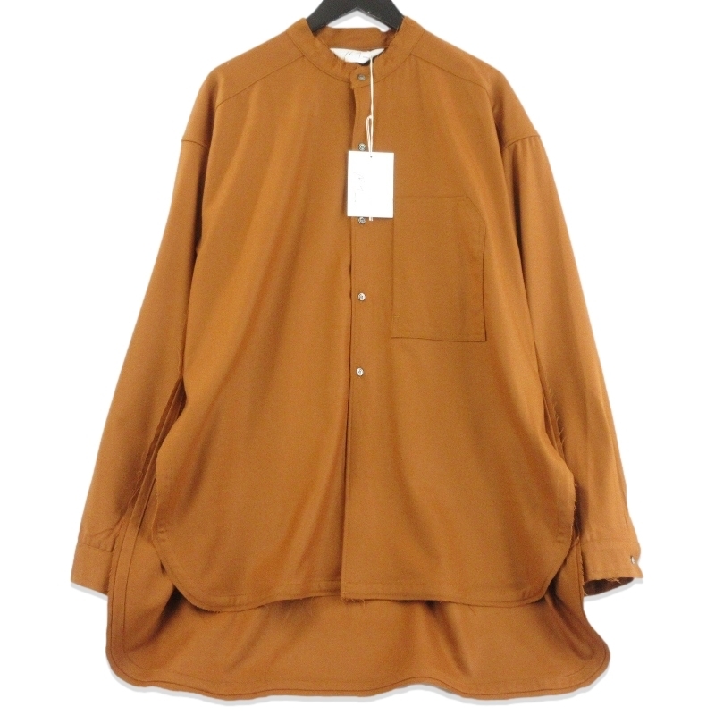 未使用 ANCELLM アンセルム 長袖シャツ ANC-SH25-B WOOL FLANNELL LONG SHIRT ウール フランネル ロング オレンジ 2 タグ付き 70016971拍卖