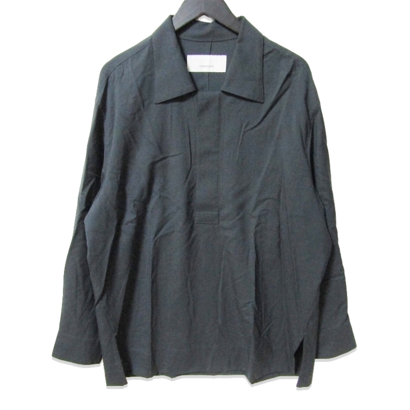 OVERCOAT オーバーコート ウール長袖シャツ S23T012-NKWS PULLOVER TOP WITH SPREAD COLLAR IN WOOL チャコールグレー 1 27111358拍卖