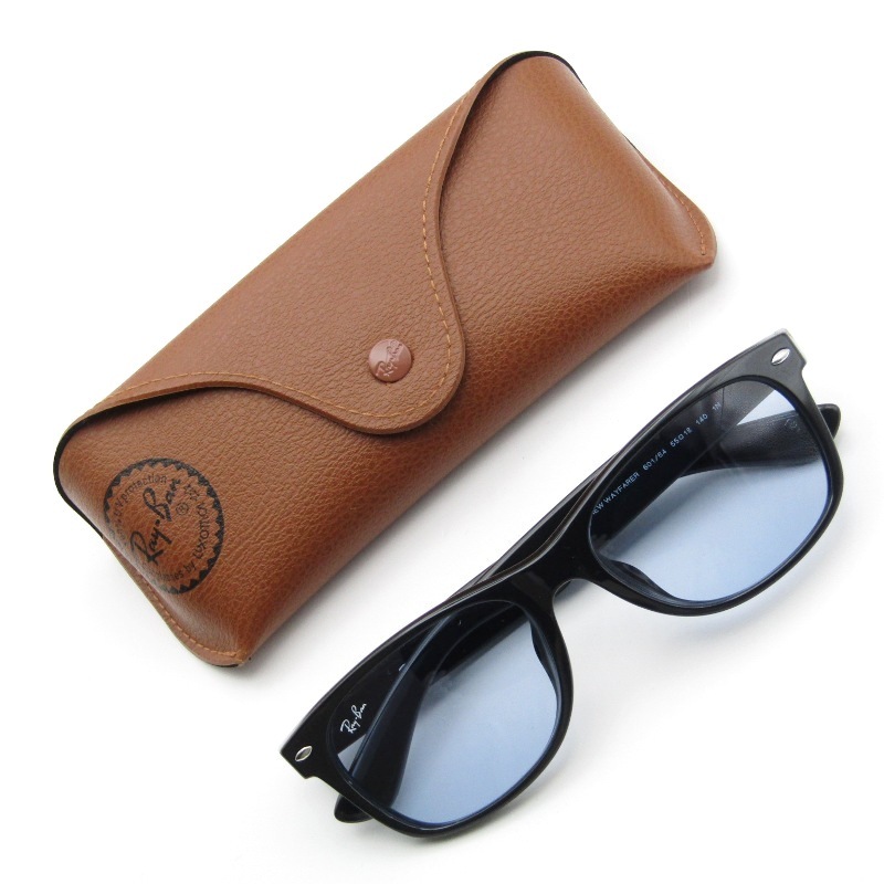 美品 Ray-Ban レイバン サングラス RB2132-F NEW WAYFARER イタリア製 ニューウェイファーラー フルフィット 601/64 ブラック 61003786拍卖