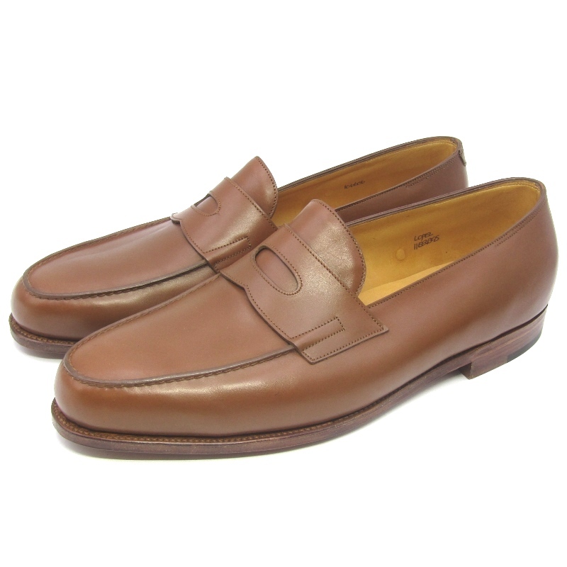未使用 JOHN LOBB ジョンロブ UK11EE コインローファー LOPEZ ミュージアムカーフ ロペス ワイドウィズ レザーソール ブラウン 35004817拍卖