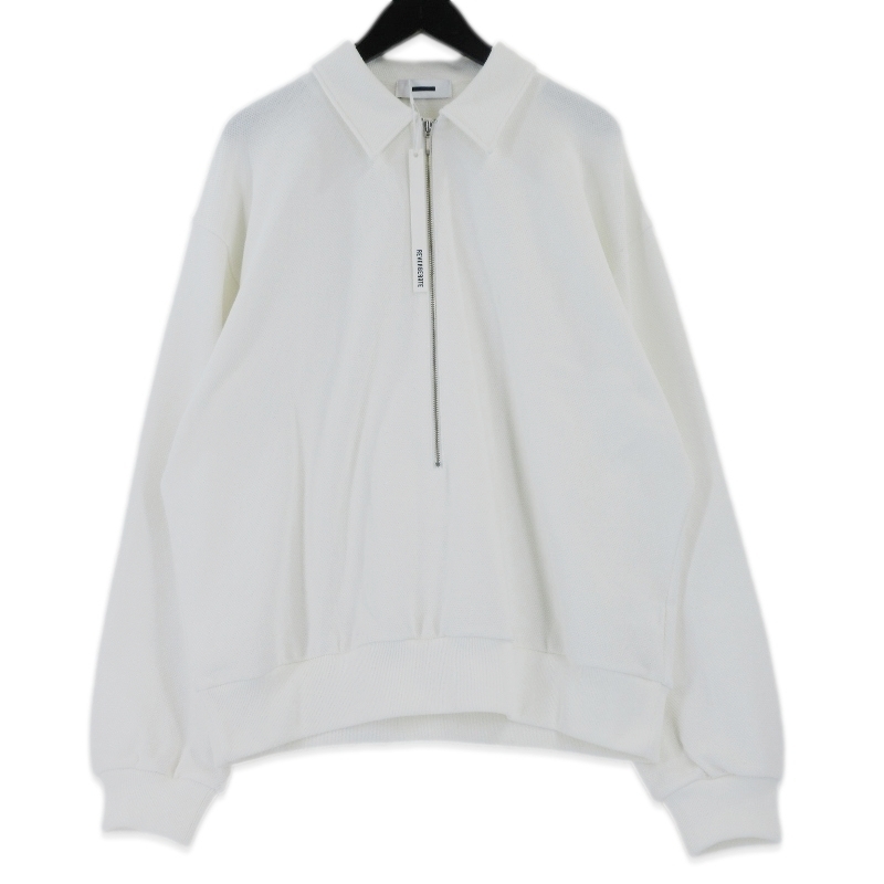 未使用 REVERBERATE リバーバレイト HALF ZIPP PIQUE REV-25SS-RB28 ハーフ ジップ ピケ スウェット ホワイト 白 2 タグ付き 70017047拍卖