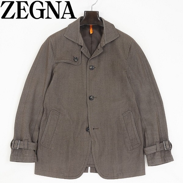 【HA222】◆E.Z BY ZEGNA エルメネジルド ゼニア ウール&コットン ジャケット ダークブラウン M拍卖