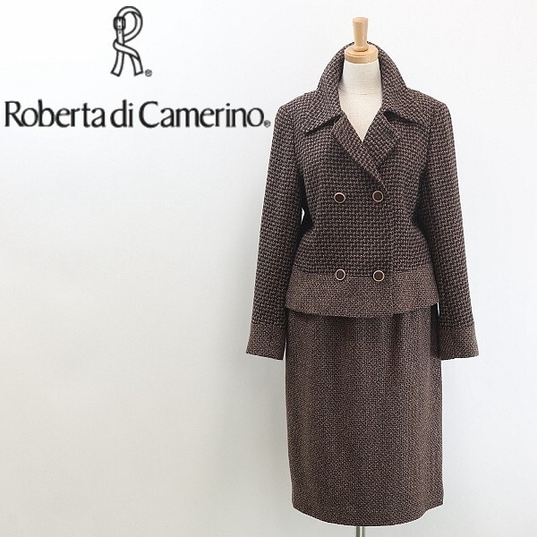 【HA276】美品◆Roberta di Camerino ロベルタ ディ カメリーノ アルパカ混 ウール ダブル ジャケット&スカート スーツ セットアップ 38拍卖