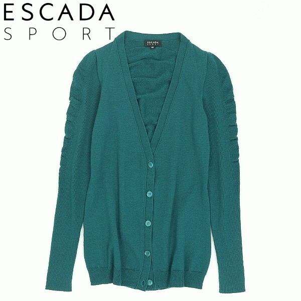 【HA52】◆ESCADA SPORT エスカーダ スポート デザインニット カーディガン ピーコック XS拍卖