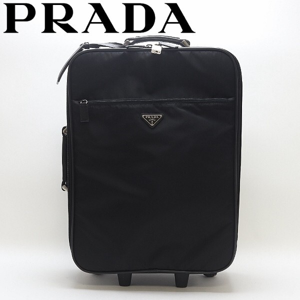 【HA339】◆PRADA プラダ ナイロン×レザー キャリーケース スーツケース トラベルバッグ 黒 ブラック拍卖