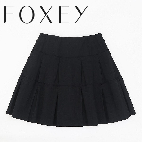【HA364】◆FOXEY NEW YORK フォクシー ニューヨーク タック ティアード スカート 黒 ブラック 40拍卖