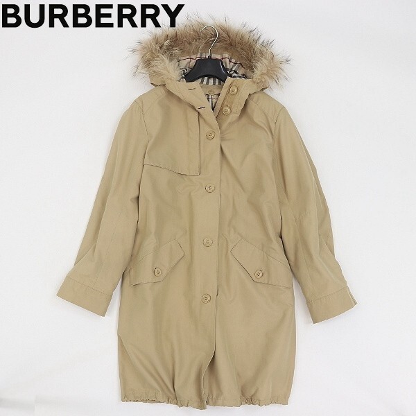 【HA255】国内正規品◆BURBERRY LONDON バーバリー ロンドン 裏地ノバチェック柄 中綿ライナー付 ラクーンファー フーデッド コート 9拍卖