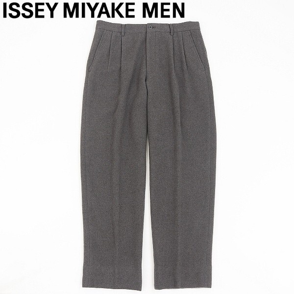 【HA390】◆ISSEY MIYAKE MEN イッセイミヤケ メン ウール タック パンツ グレー 3拍卖
