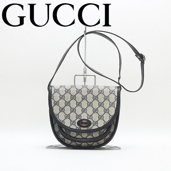 【HA414】ヴィンテージ◆GUCCI オールド グッチ GG柄 PVC×レザー 肩掛け ショルダー バッグ拍卖
