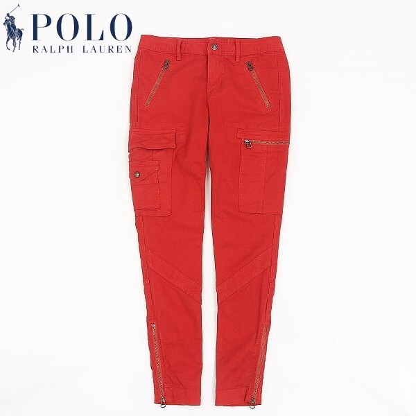 【HA468】国内正規品◆POLO RALPH LAUREN ポロ ラルフローレン ストレッチ コットン スリム カーゴ パンツ 赤 レッド 6拍卖