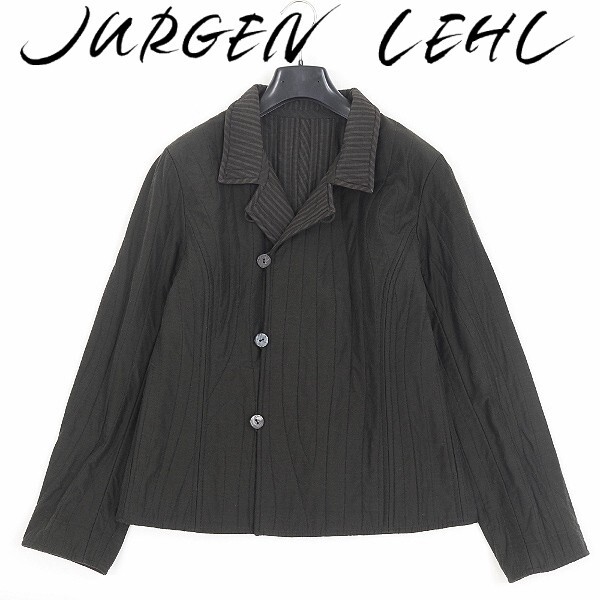 【HA520】◆JURGEN LEHL ヨーガンレール 裏地ボーダー柄 シルク&コットン キルティング ジャケット M拍卖