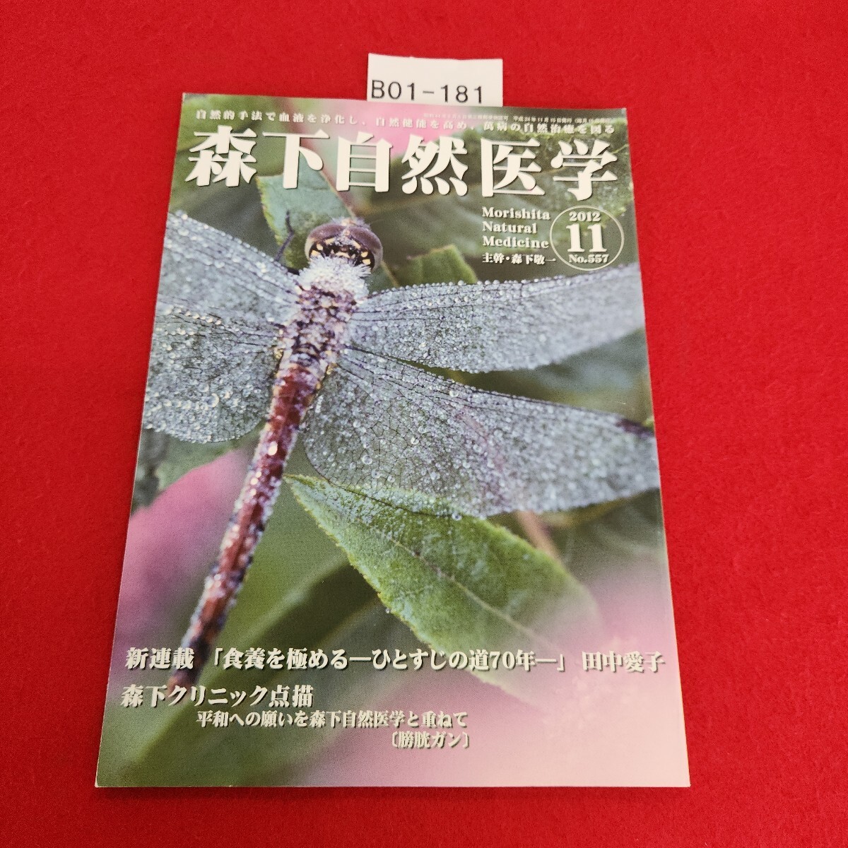 B01-181 森下自然医学 557 平成24年11月号 新連載「食養を極めるーひとすじの道70年一」田中愛子 国際自然医学会拍卖