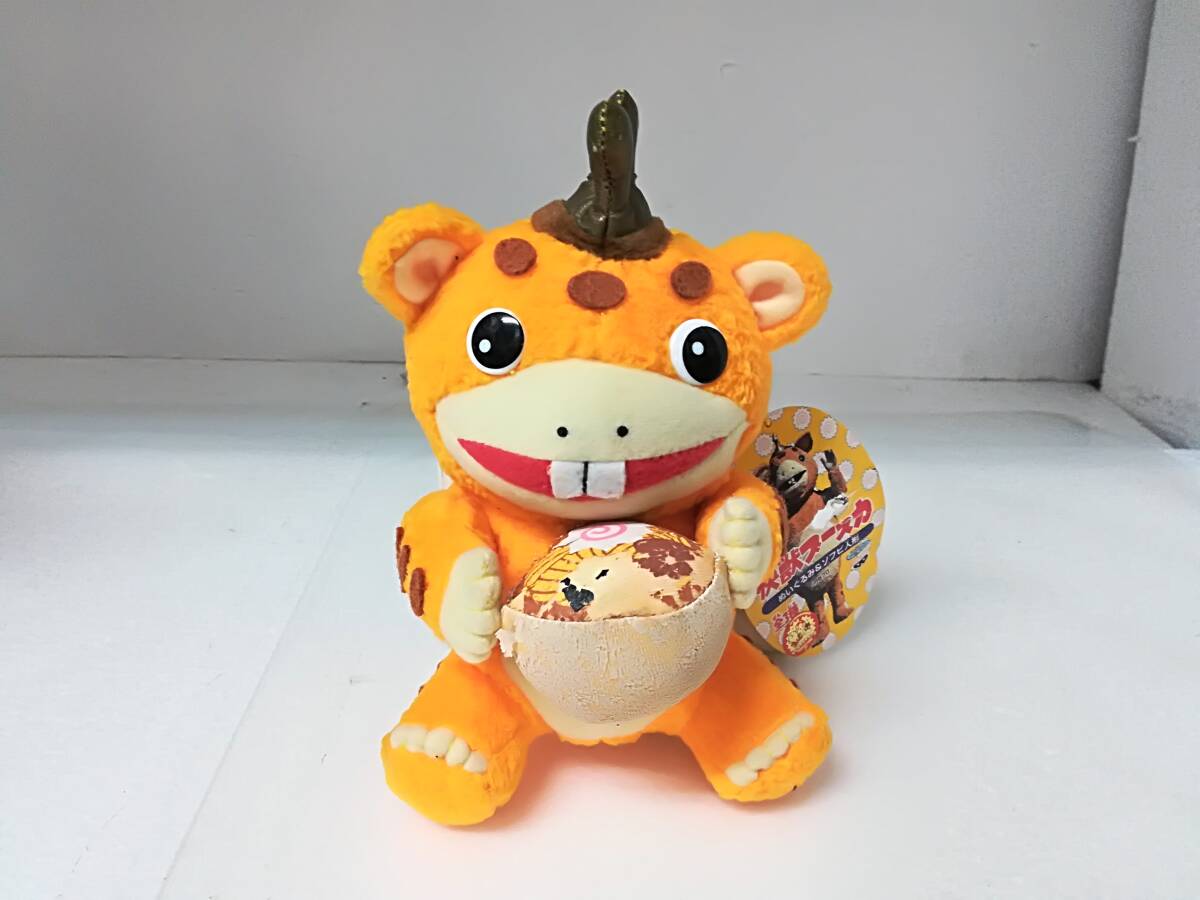 ■希少 当時物 ジャンク 怪獣ブースカ ぬいぐるみ 全長約16㎝ お座り×ラーメン ストラップ・紙タグ付き 非売品 景品 バンプレスト レア 拍卖