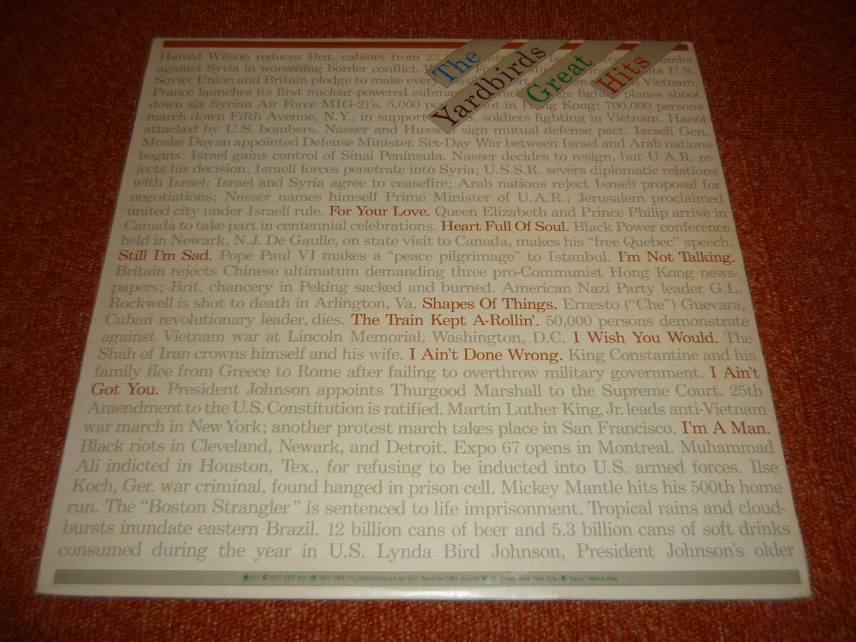 The Yardbirds / Great Hits ~ US / 1977 / Epic PE 34491拍卖