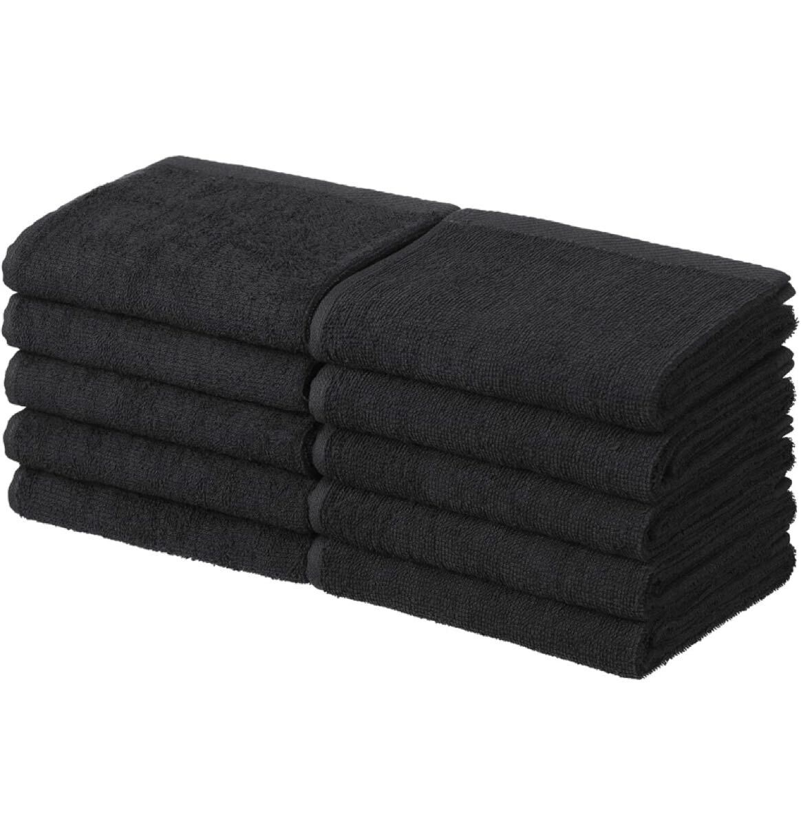 フェイスタオル #S106 薄手 コットン100% 210匁 34×80cm 10枚セット ブラック タオル セット 無地 エステタオル拍卖