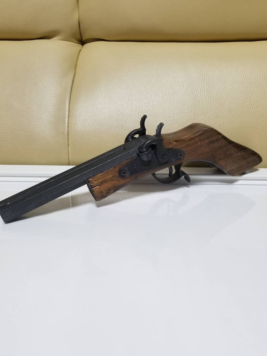 害獣威嚇にPARRIS パリス製 ビンテージ 西洋式火薬2連銃 木製モデルガン アメリカ土産拍卖