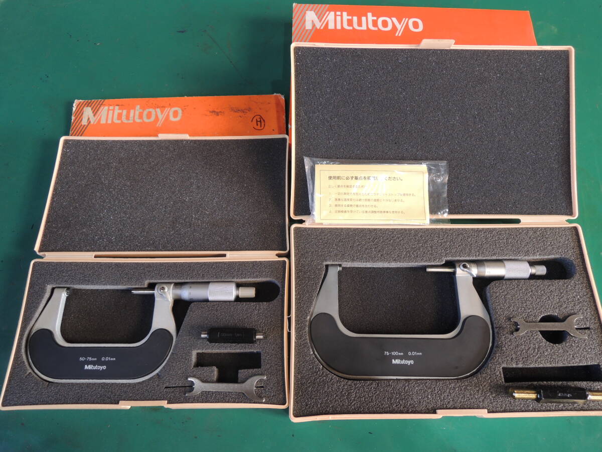 ミツトヨ 外側マイクロメータ *50-75㎜:102-303:M310-75 *75-100㎜:102-237:M310-100 中古 測定器 工具 #834拍卖