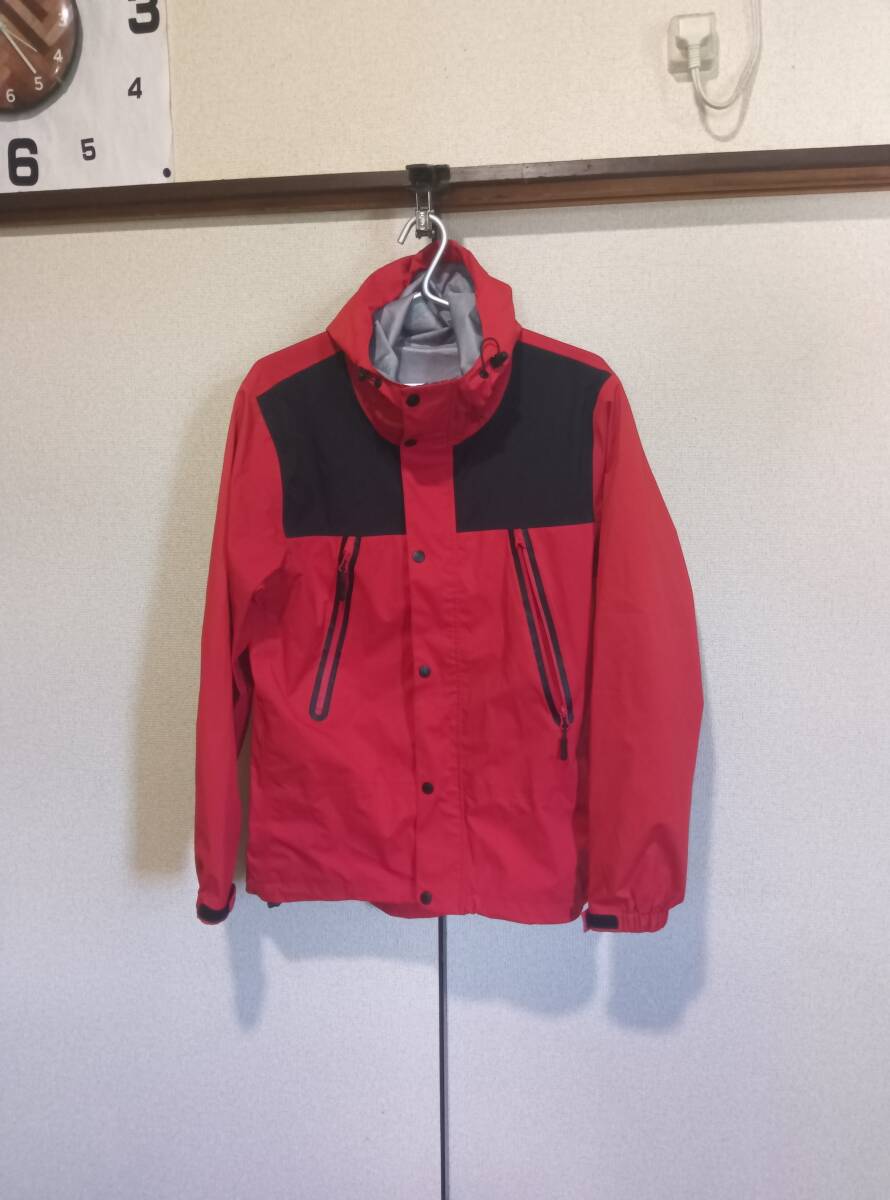 LL小さ目★WORKMAN ワークマン AEGIS●撥水加工●レインウェア フードジャケット●レッド/ブラック系●used拍卖