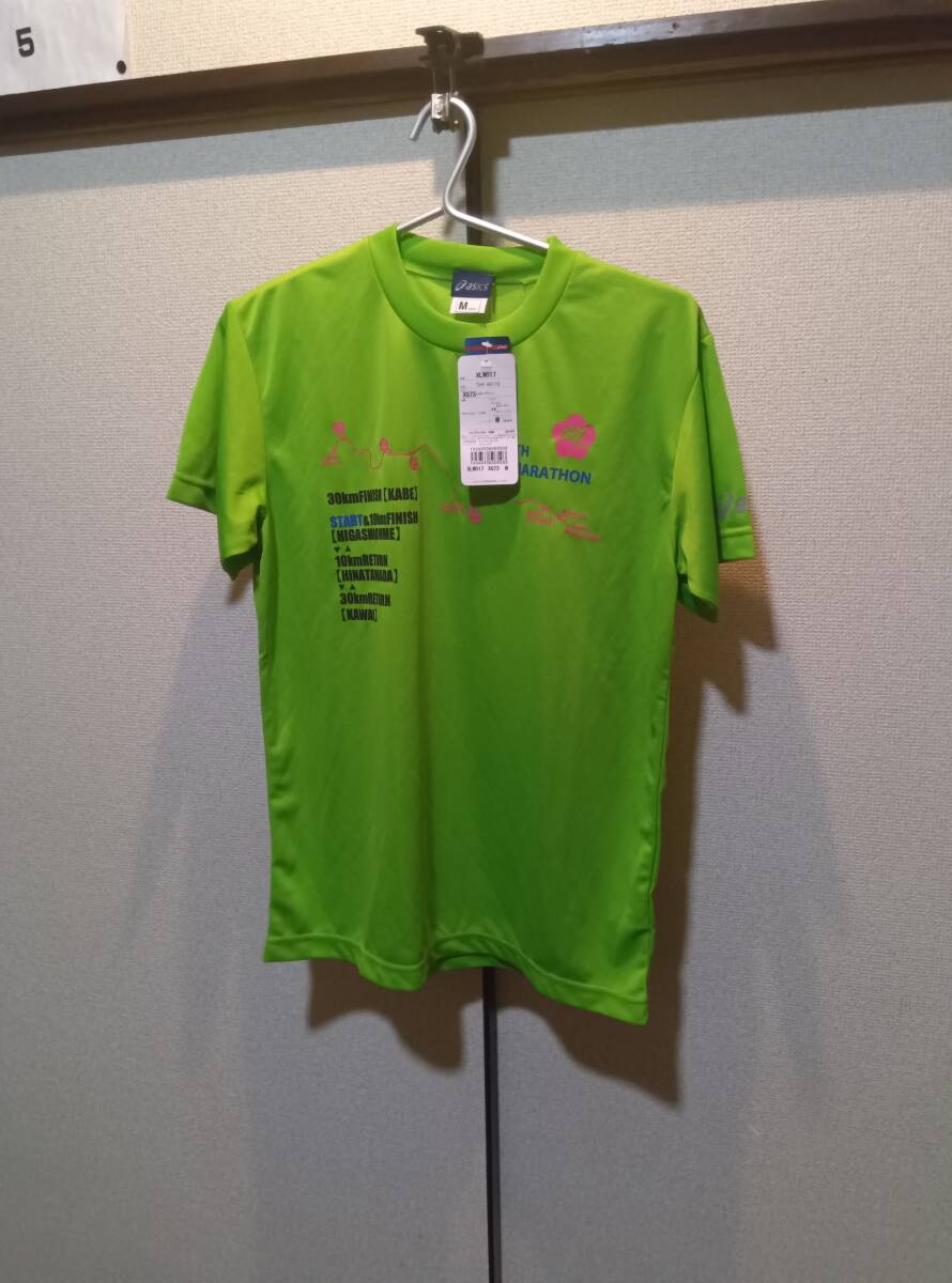 サイズM■asics/アシックス★第47回青梅マラソンf★半袖Tシャツ★ 蛍光グリーン★未使用●送料185●  拍卖