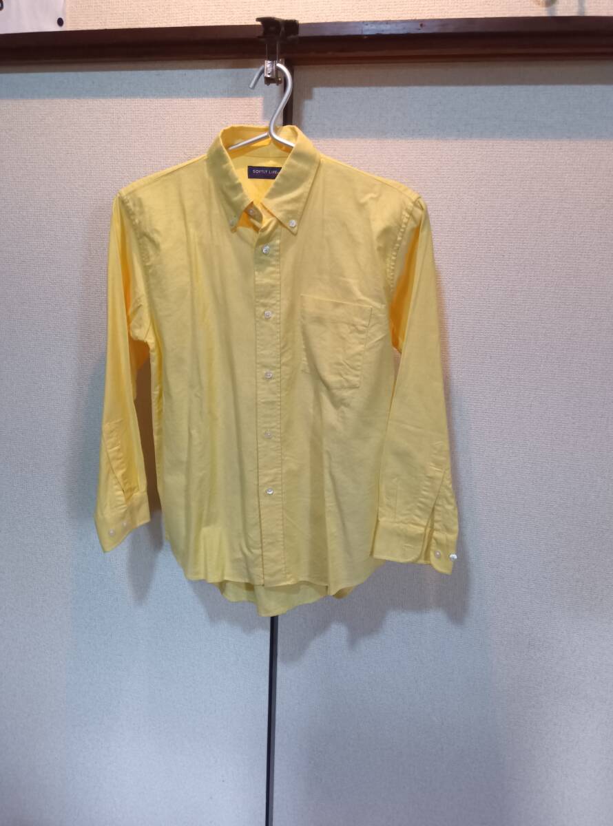 サイズ150■SOFTLY LIFE ■ボタンダウン長袖シャツ ●イエロー●used●送料185● 拍卖