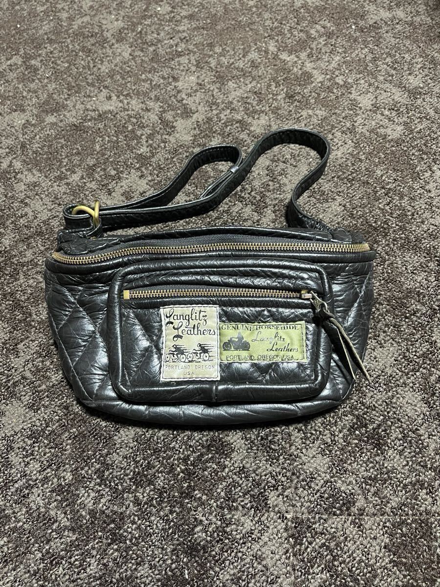 ラングリッツレザーズ Langlitz Leathers ホースハイド ウエスト バッグ Horse Hide Padded Outside Pocket Waist Bag 真鍮 拍卖
