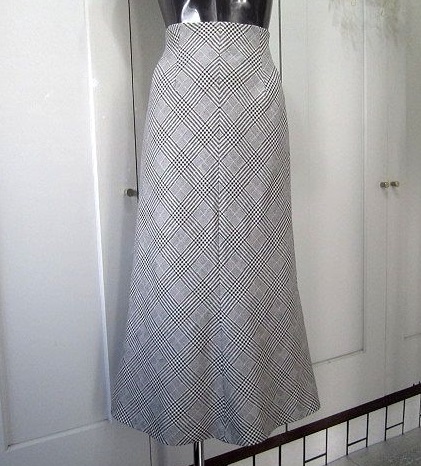 美品 ニナリッチ NINA RICCI ハイウエストスカート イタリア製生地 グレンチェック ウール絹混 大きいサイズ表記11(2L~3L) 春秋拍卖