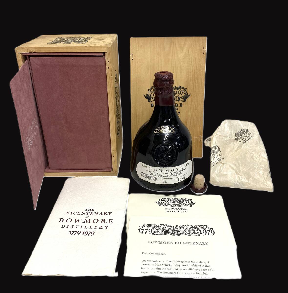 TM/未開栓保管品 BOWMORE ボウモア バイセンテナリー 1779‐1979 200周年記念ボトル 750ml 43% 重量約1499g スコッチウイスキー0919-1拍卖